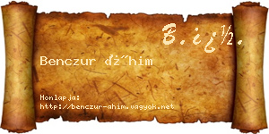 Benczur Áhim névjegykártya